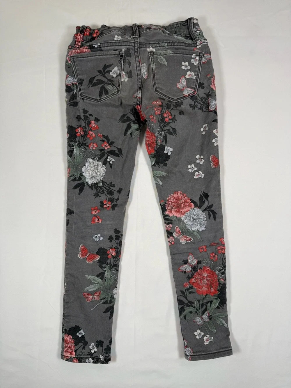 GAP Denim Girls Floral Butterfly Super Skinny Stretch Jeans Print Size 6 Regular